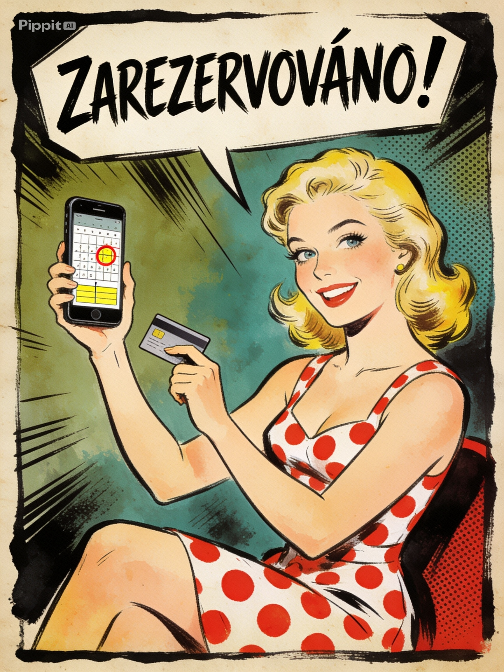 Retro komiks: Zarezervováno – pacientka rezervuje termín v aplikaci